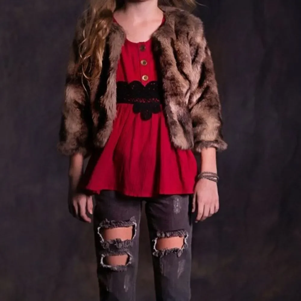Jak & Peppar Girls Size 6X Crimson Sleeveless Love Sick Flared Top